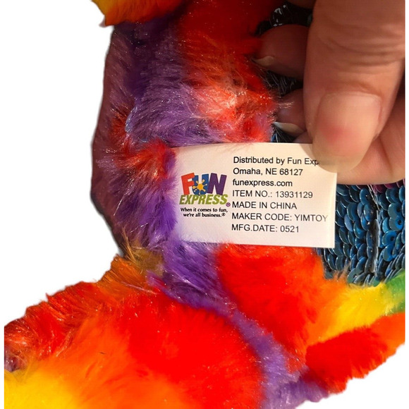 Fun Express plush Sloth Sequin 50 rainbow 12" Pride Stuffed Animal Toy - Picture 3 of 6